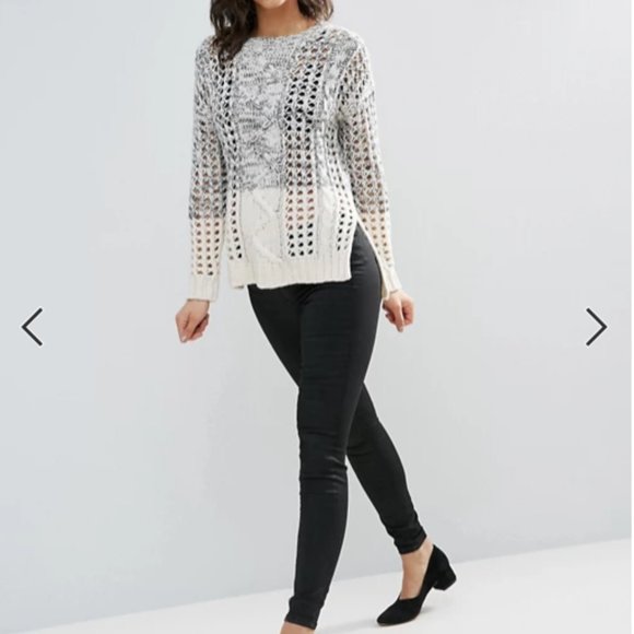 Cable Knit Color Block Sweater - Picture 2 of 9